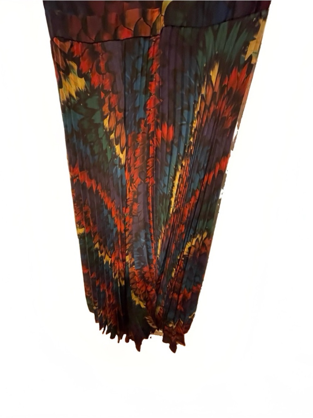 Alice + Olivia Haven Peacock Chiffon Pleated Ruffled Feather Multi Gown - Picture 6 of 9
